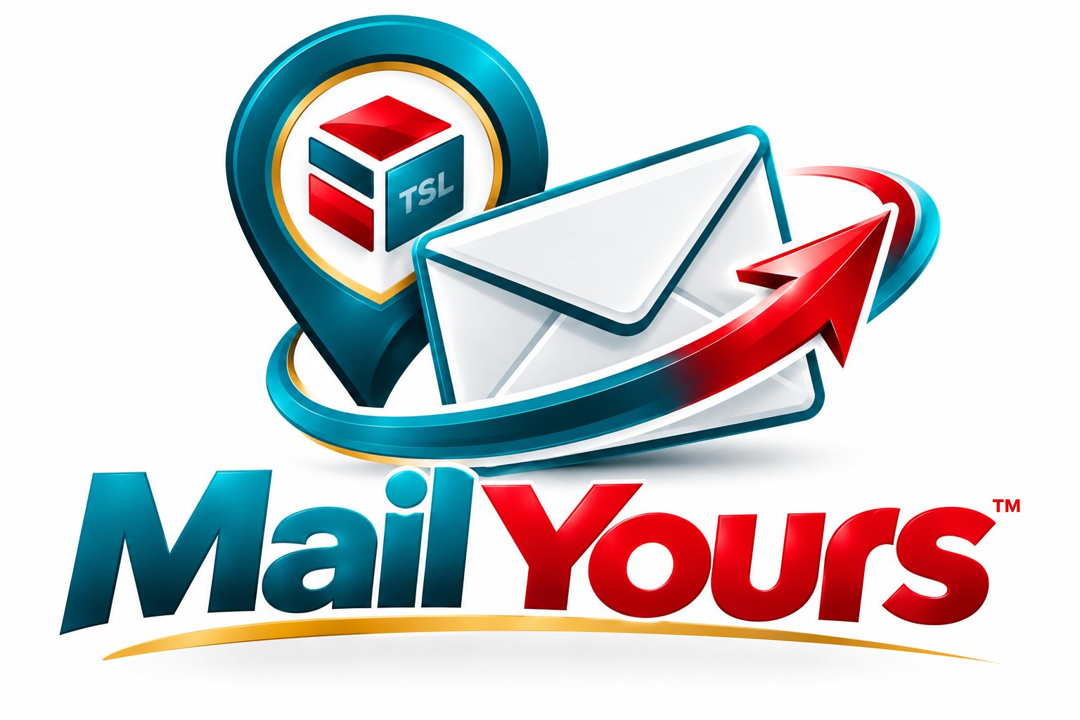 Mail Yours logo: a location pin with a shipping box, an envelope and an arrow